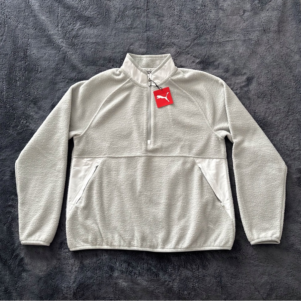 PUMA Enjoy Golf 1/4 Zip Sherpa Grey Fleece Pullover - Large
